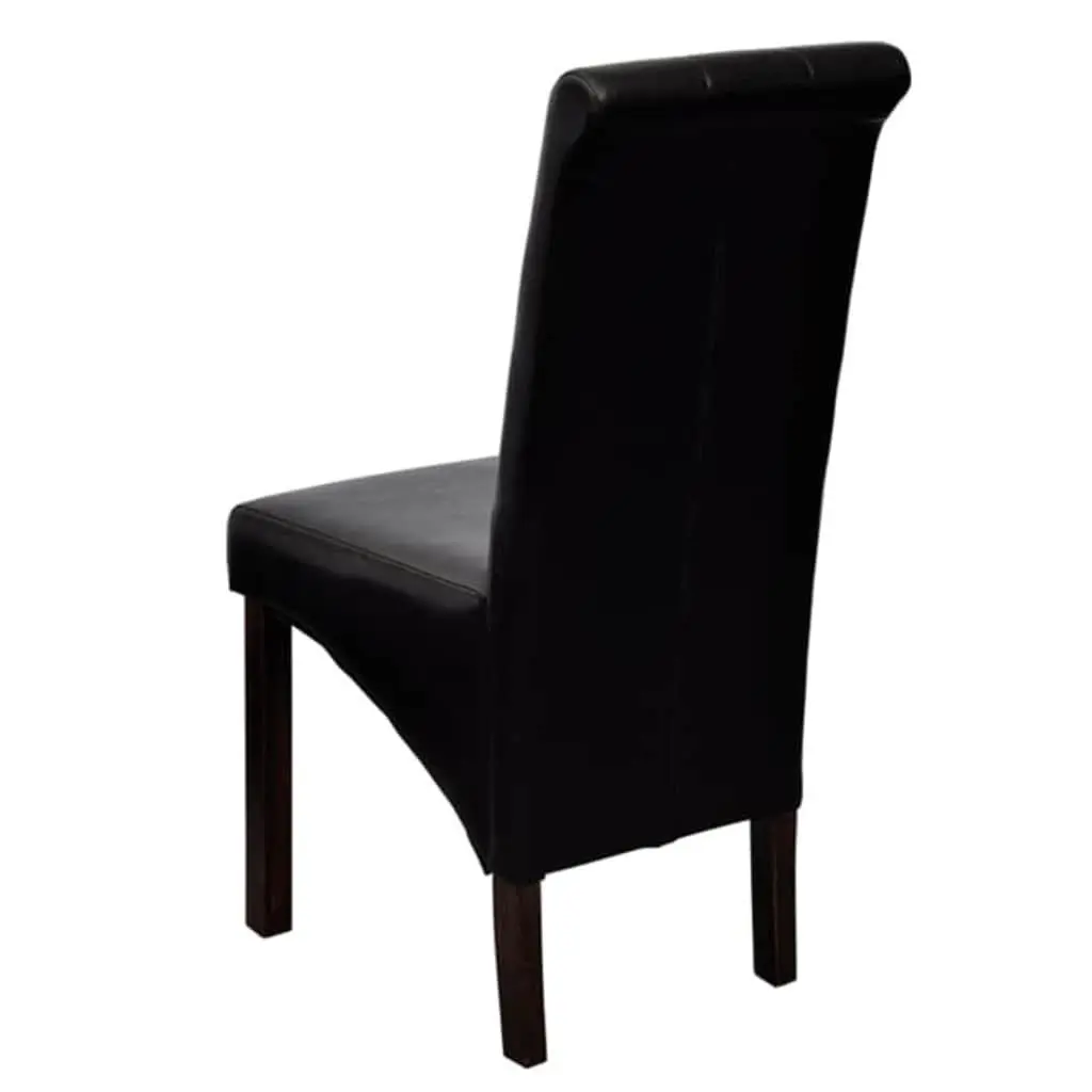 Dining Chairs 2 pcs Black Padded Seats Backrests Kitchen Room Furniture Set