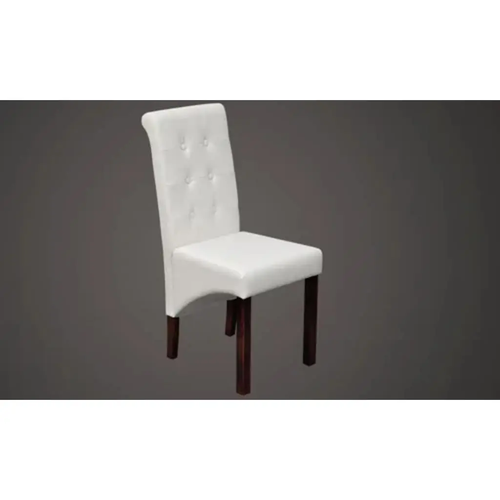 Dining Chairs White Padded Seat Ergonomically Shaped Backrest Set of 2