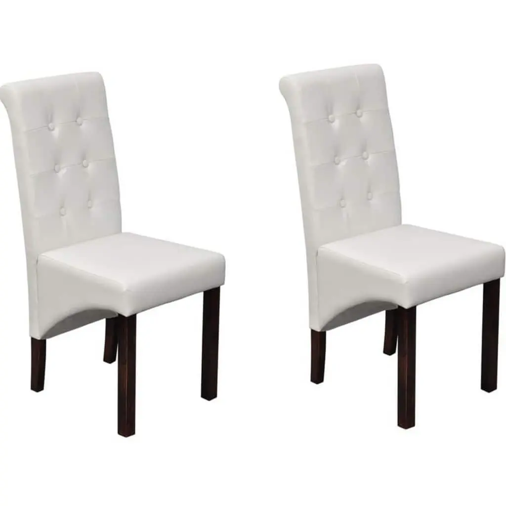 Dining Chairs White Padded Seat Ergonomically Shaped Backrest Set of 2
