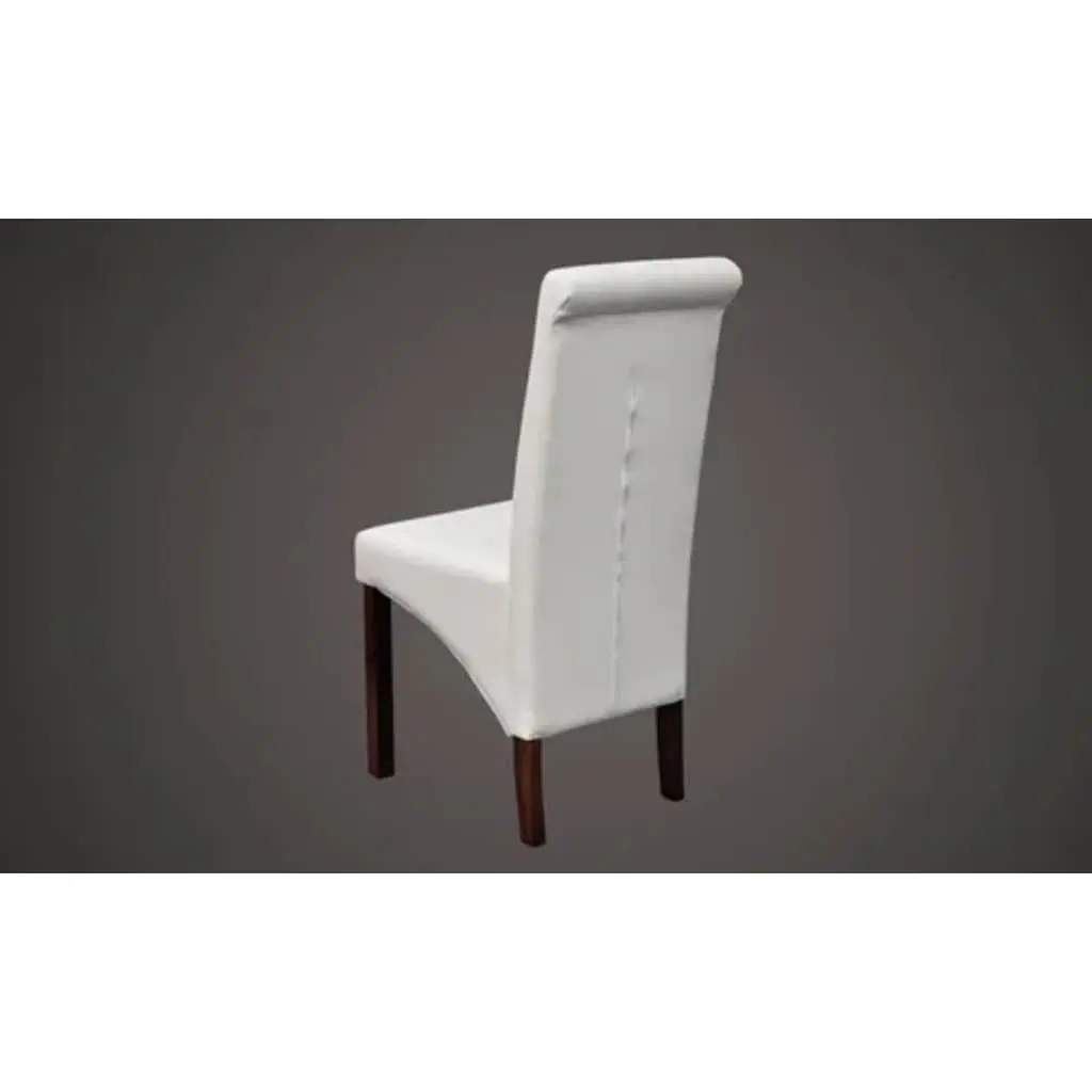 Dining Chairs White Padded Seat Ergonomically Shaped Backrest Set of 2