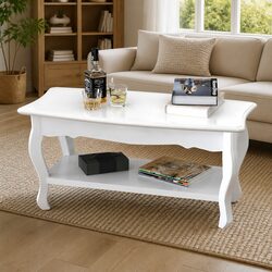 White Coffee Table with Open Shelves, Built to Last