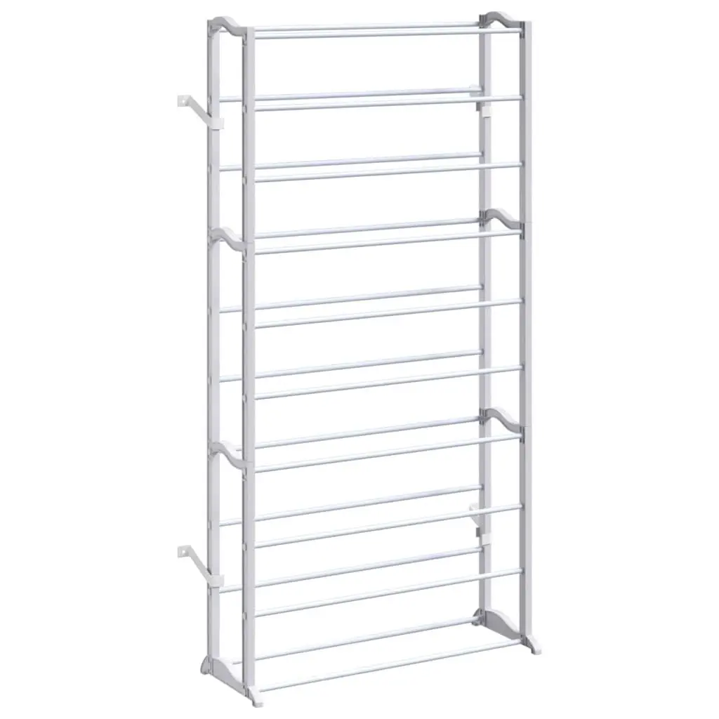 10-Tier Shoe Rack White Compact Lightweight Easy Assembly