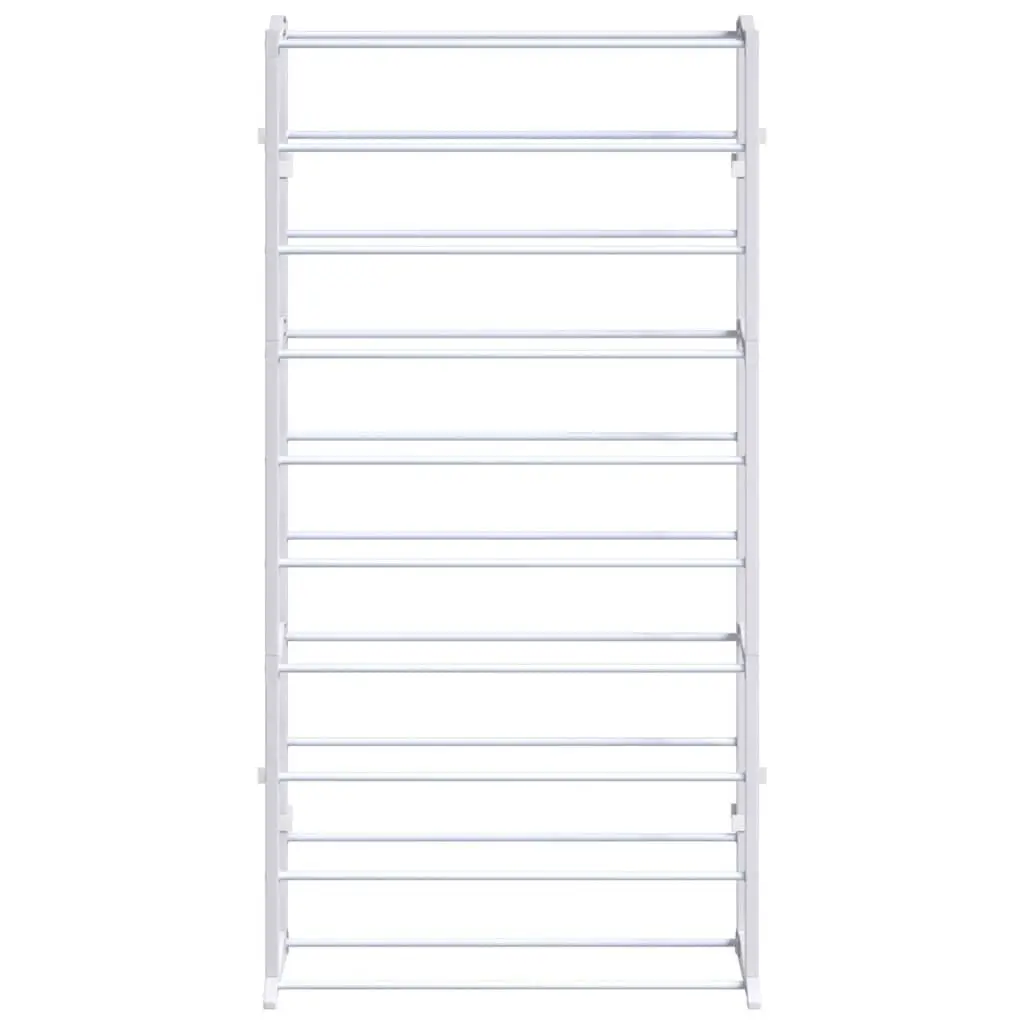 10-Tier Shoe Rack White Compact Lightweight Easy Assembly