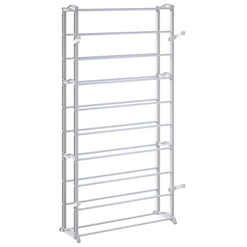 10-Tier Shoe Rack White Compact Lightweight Easy Assembly