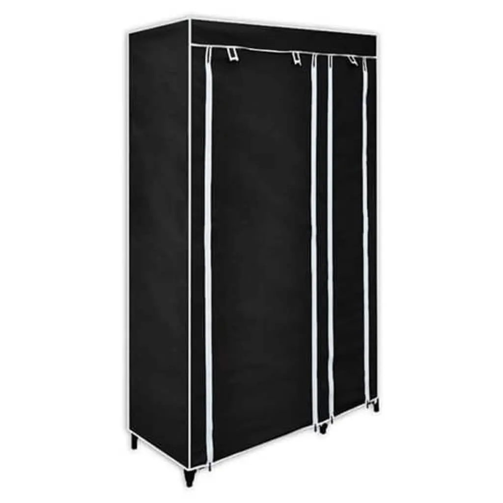 Folding Wardrobe Black 2 pcs Portable Storage Easy Assembly Clothes Organizer