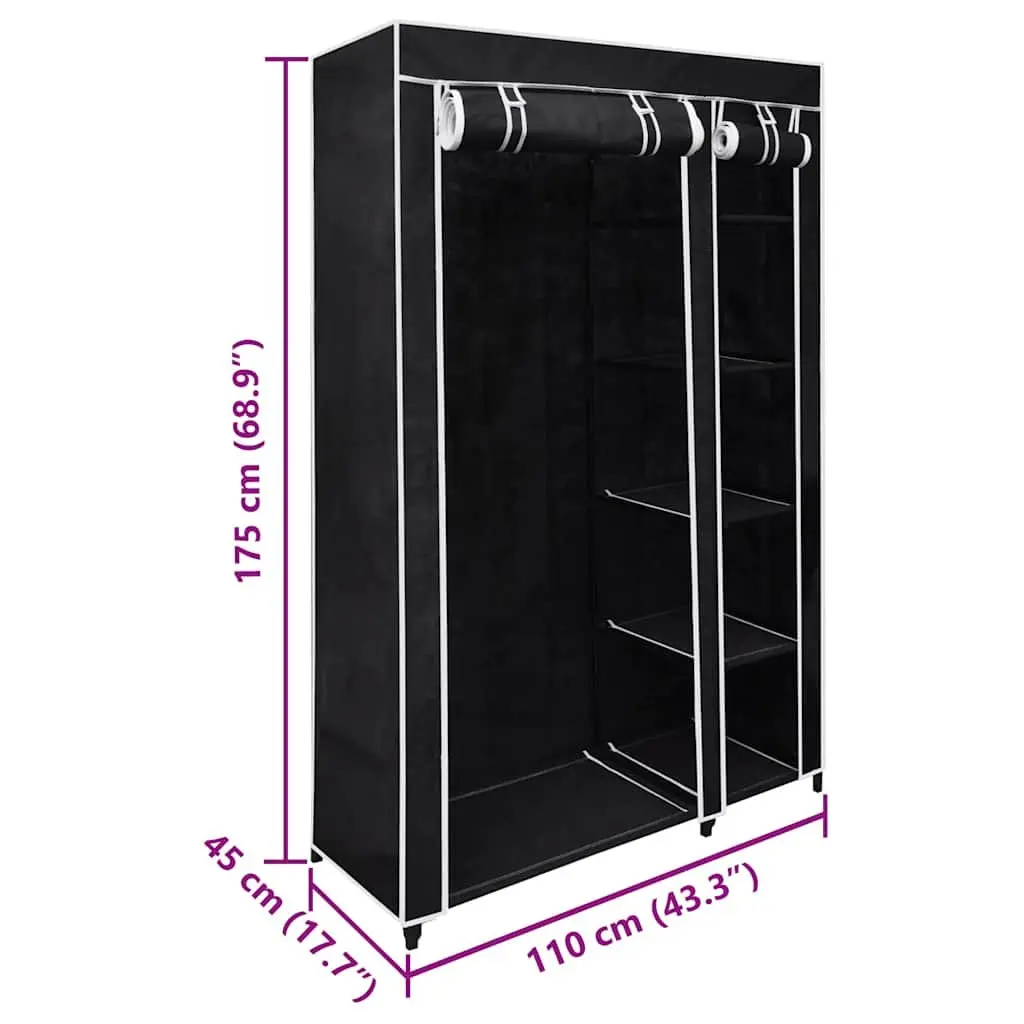 Folding Wardrobe Black 2 pcs Portable Storage Easy Assembly Clothes Organizer