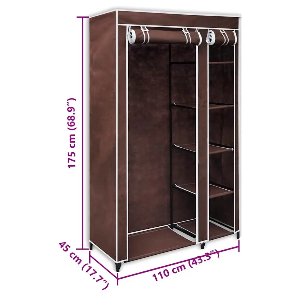 Fabric Folding Wardrobes 2pcs Brown Portable Storage Closet Bedroom Organiser