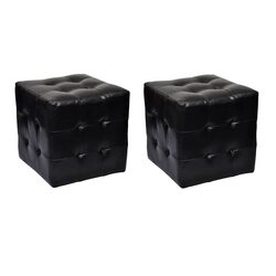 Compact Black Cube Stools - Two Pack