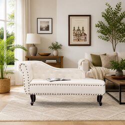 Chic Cream White Faux Leather Lounge Chair