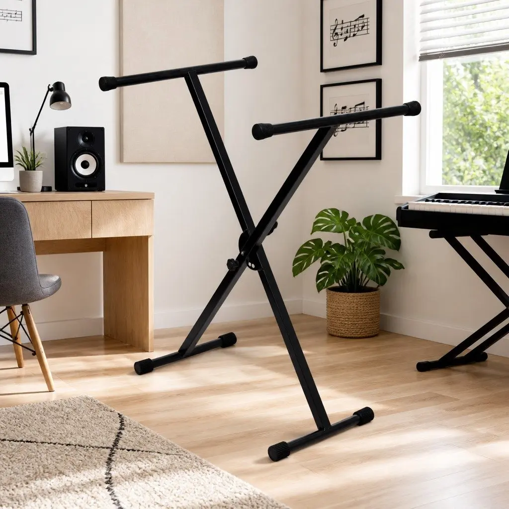 Adjustable X-Frame Keyboard Stand Single Braced Heavy Duty Music Performance