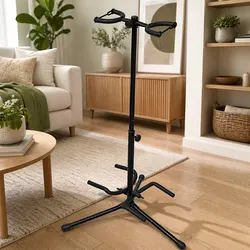 Adjustable Double Guitar Stand Foldable Heavy Duty Portable Two Guitar Holder