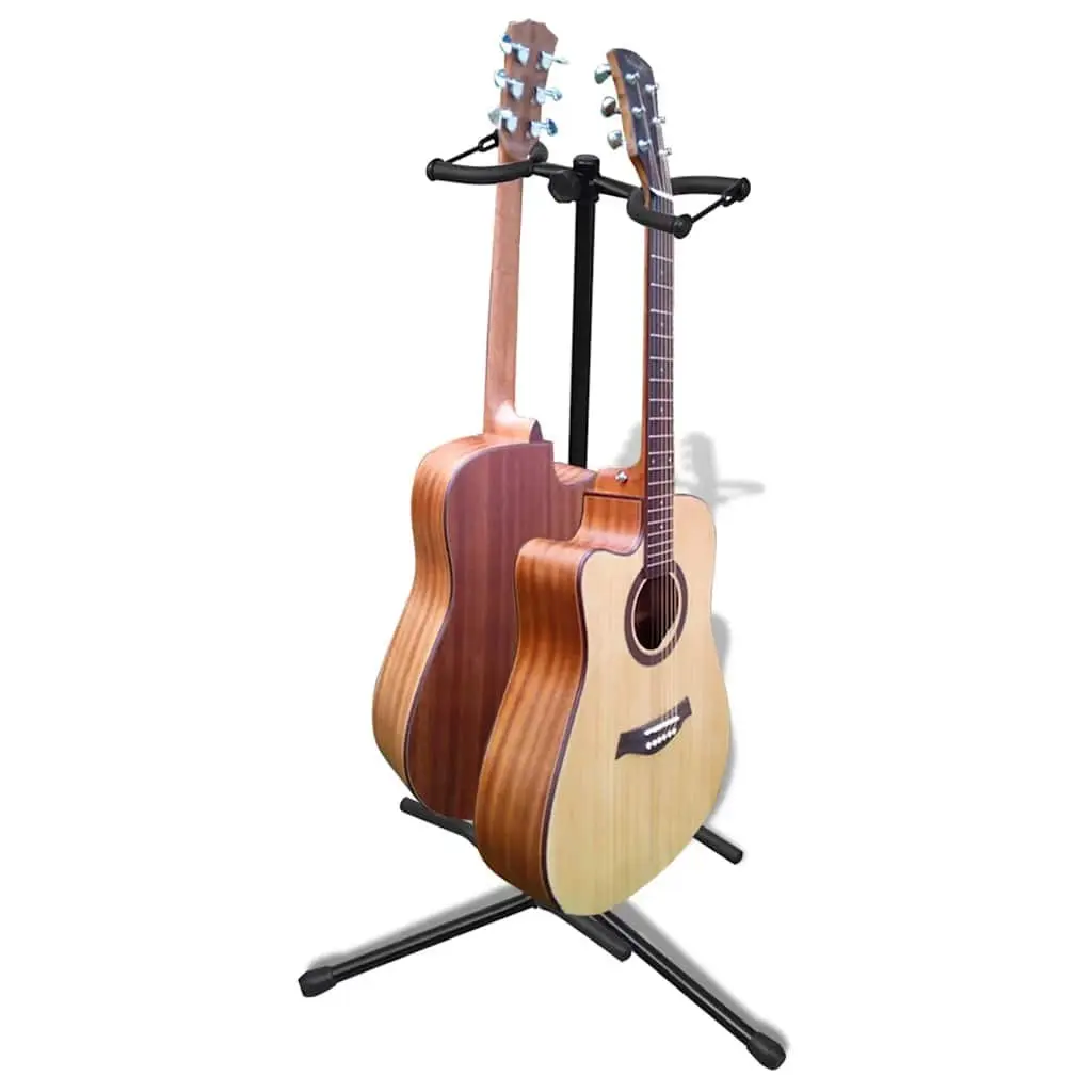 Double Guitar Stand Adjustable Foldable Heavy Duty Portable Two Guitar Holder