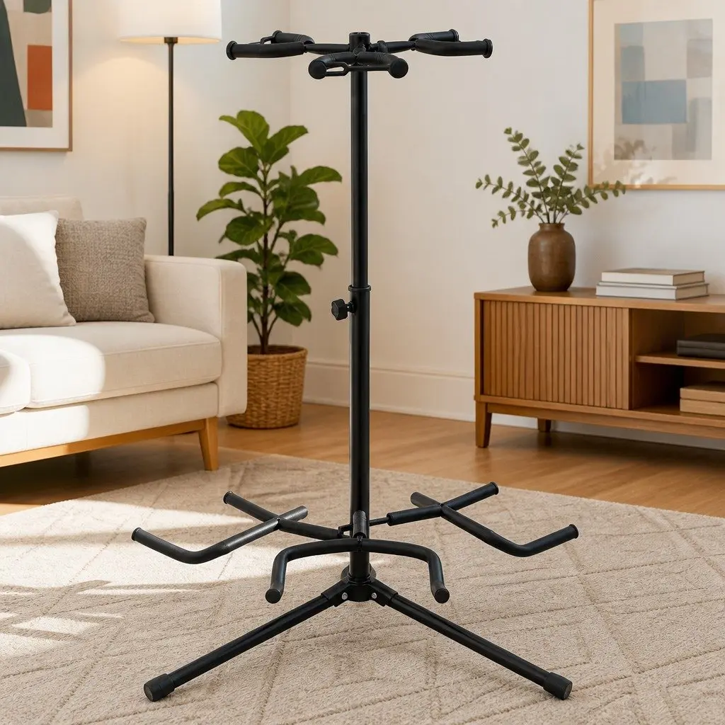 Guitar Stand Tripod Black Adjustable Height Foam Neck Support