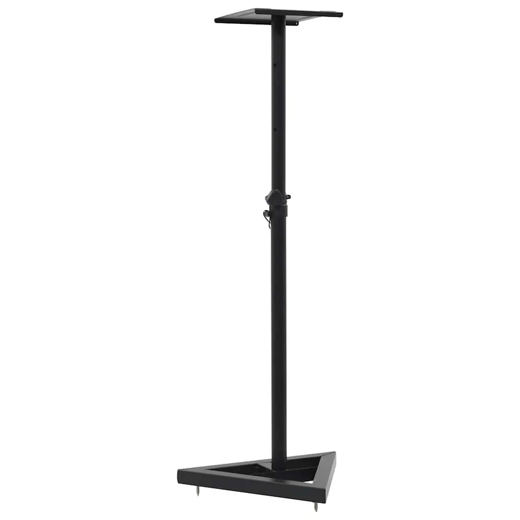Speaker Stands Black Steel Adjustable Height Triangular Base 2pcs