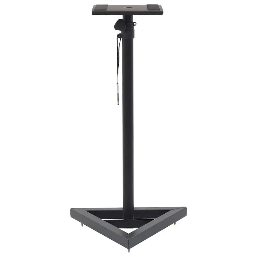 Speaker Stands Black Steel Adjustable Height Triangular Base 2pcs