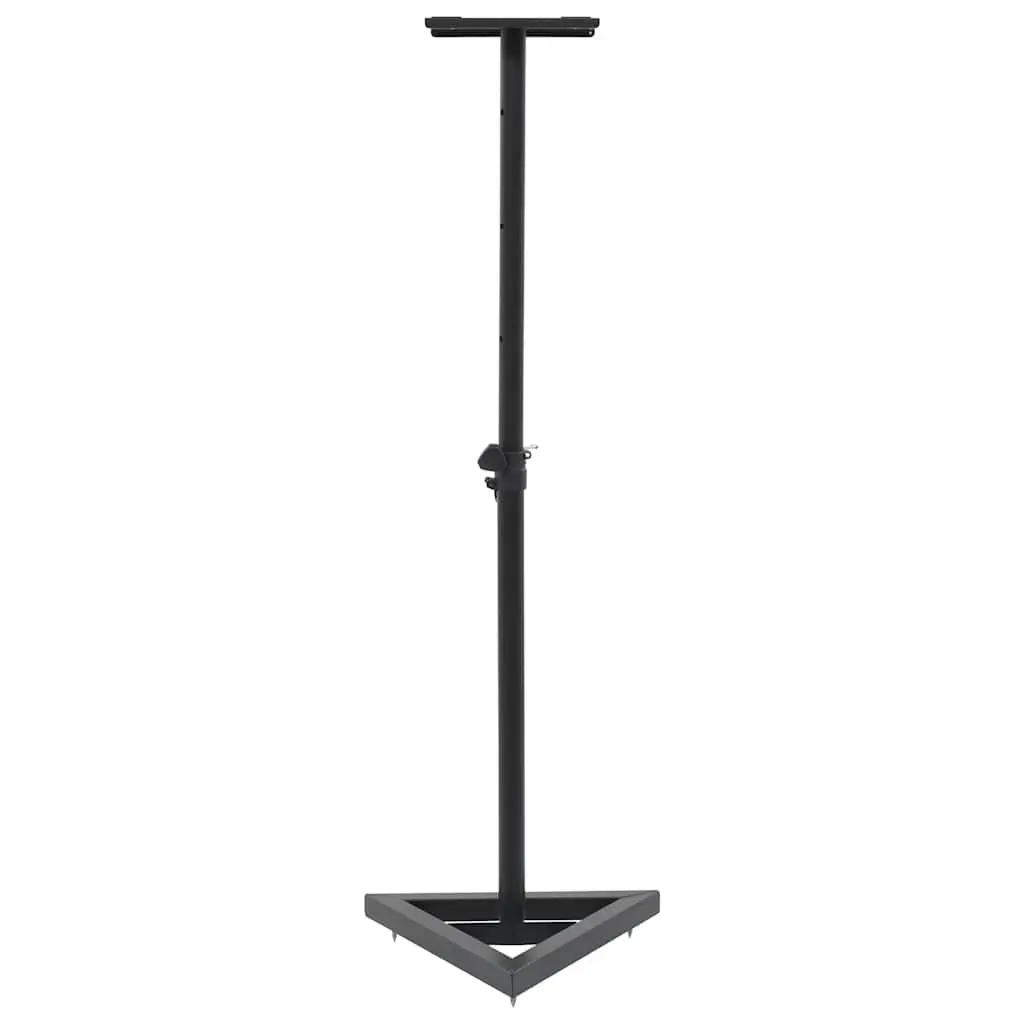 Speaker Stands Black Steel Adjustable Height Triangular Base 2pcs