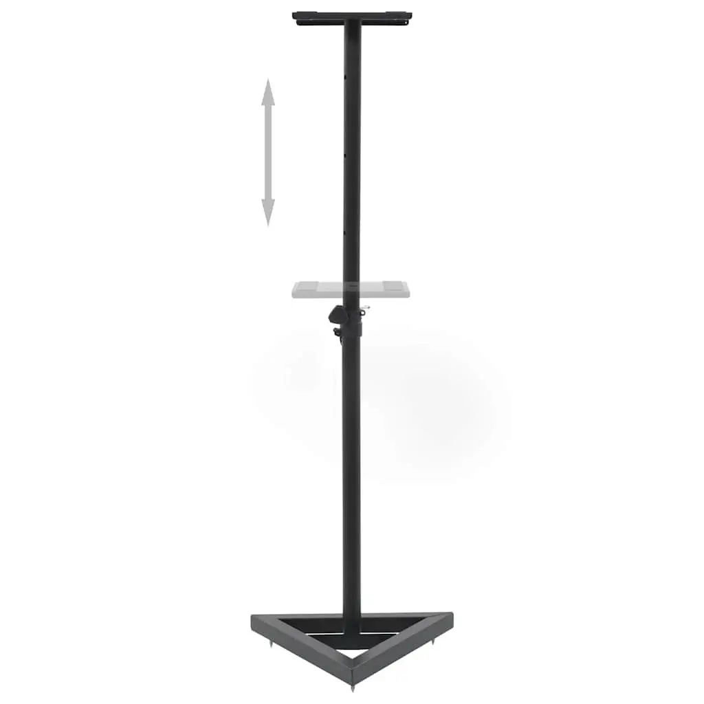 Speaker Stands Black Steel Adjustable Height Triangular Base 2pcs