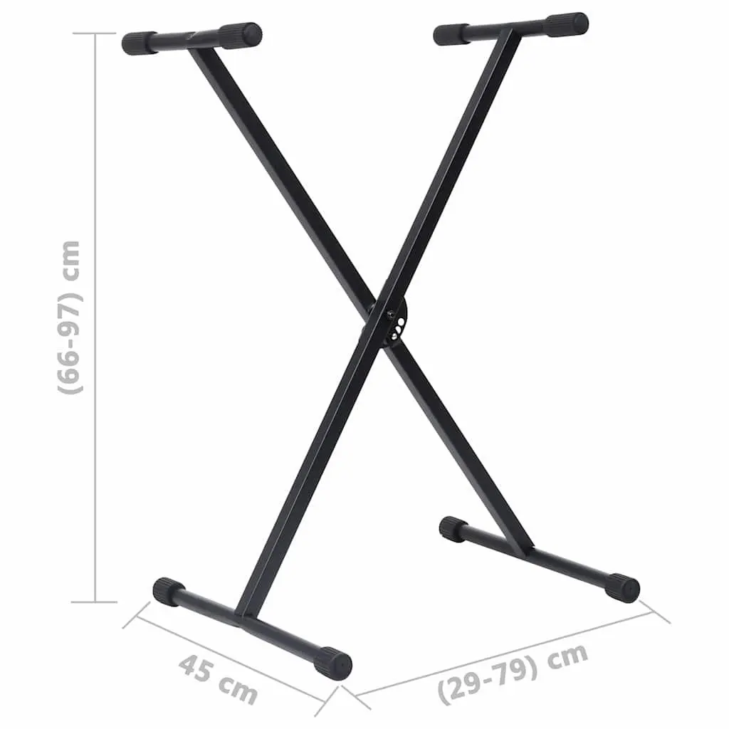 Adjustable Keyboard Stand and Stool Set Black Music Performance Practice