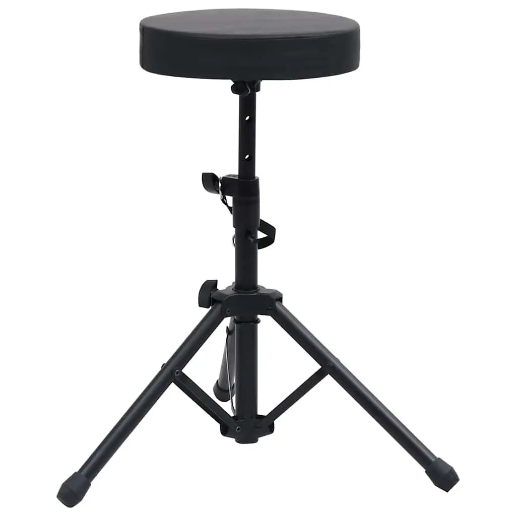 Keyboard Stand and Stool Set Black Foldable Height Adjustable Double Braced for Music Performance