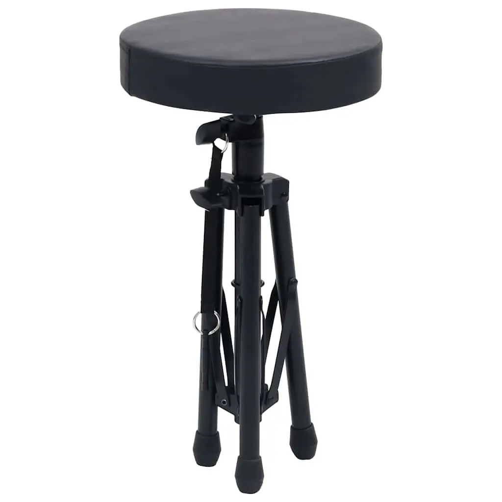 Keyboard Stand and Stool Set Black Foldable Height Adjustable Double Braced for Music Performance