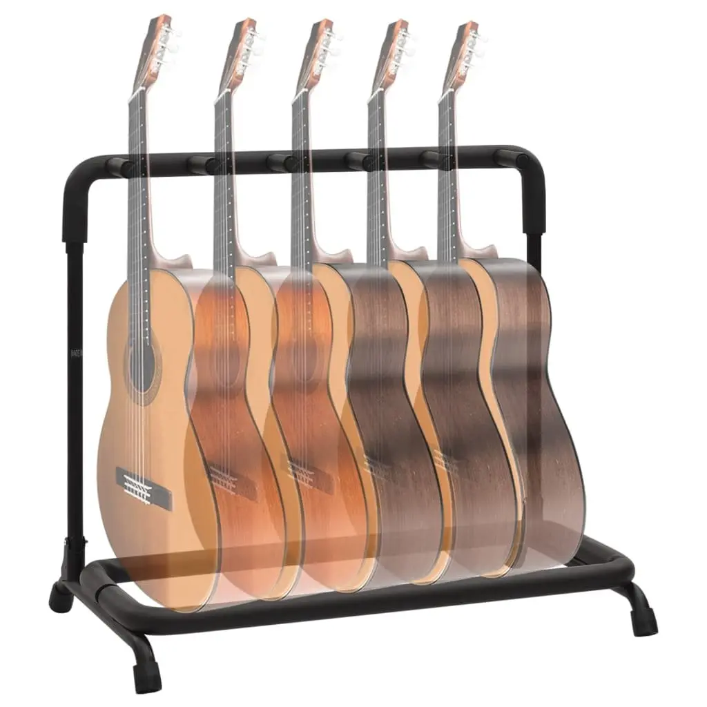 Guitar Stand Black 5 Section Folding Steel Frame Floor Rack Storage Holder