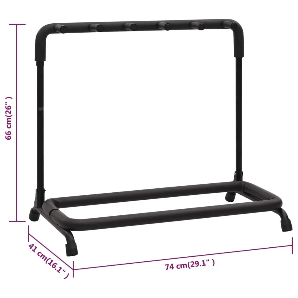 Guitar Stand Black 5 Section Folding Steel Frame Floor Rack Storage Holder