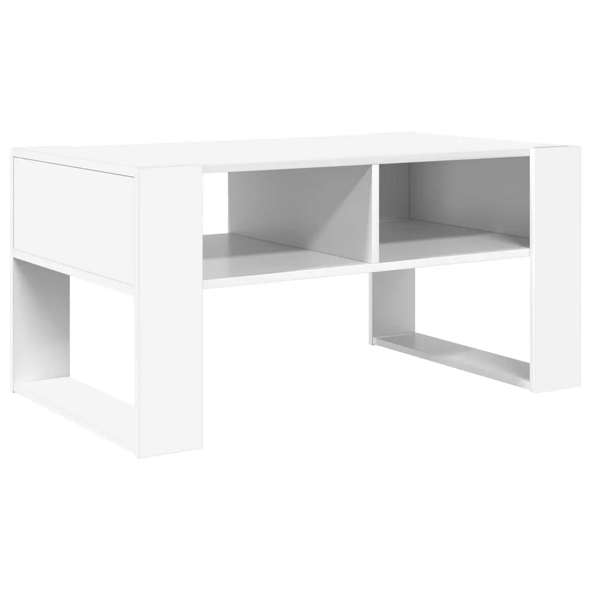 Coffee Table White 92 x 53 x 45 cm Engineered Wood Open Shelf Storage
