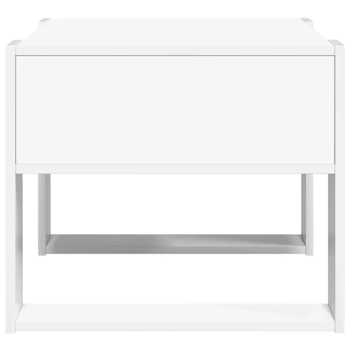 Rectangular White Coffee Table Engineered Wood with Storage for Living Room 66x53x45cm
