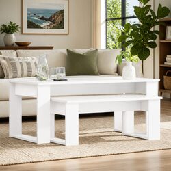 Compact and Modern Coffee Table Set in White