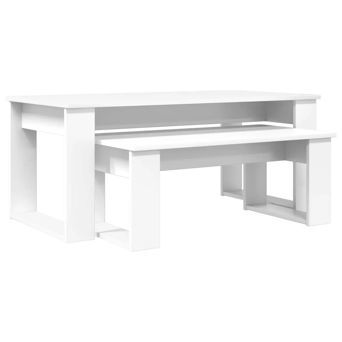 Coffee Table Set 2 Pieces White Modern Lounge Living Room Accent Furniture
