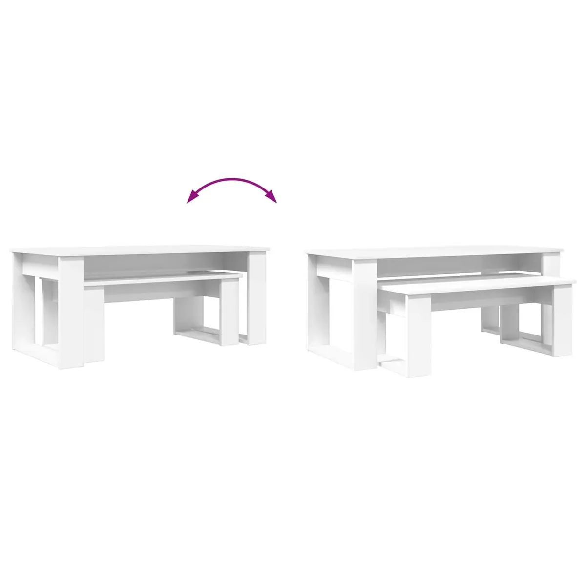 Coffee Table Set 2 Pieces White Modern Lounge Living Room Accent Furniture