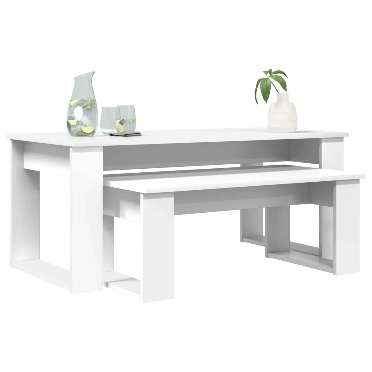 Coffee Table Set 2 Pieces White Modern Lounge Living Room Accent Furniture