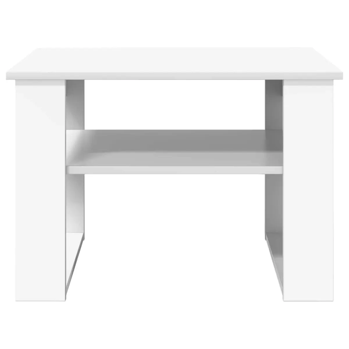 Coffee Table White Rectangular Modern with Storage Shelves