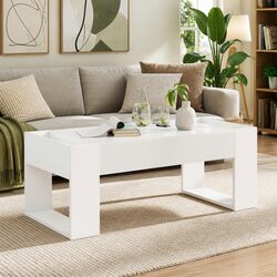 Compact White Rectangular Coffee Table - Simple and Strong
