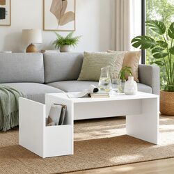 Compact White Coffee Table - Rectangular Design 90x45x35cm