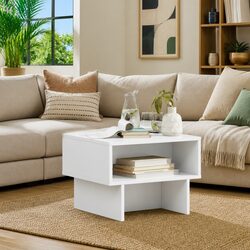 Concise and Modern White Coffee Table with Storage