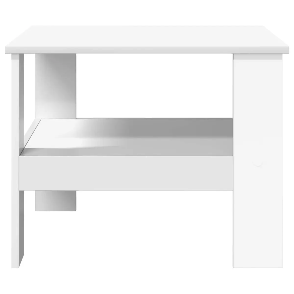 Coffee Table White Modern Living Room Furniture with Storage Shelves 57x55x45cm