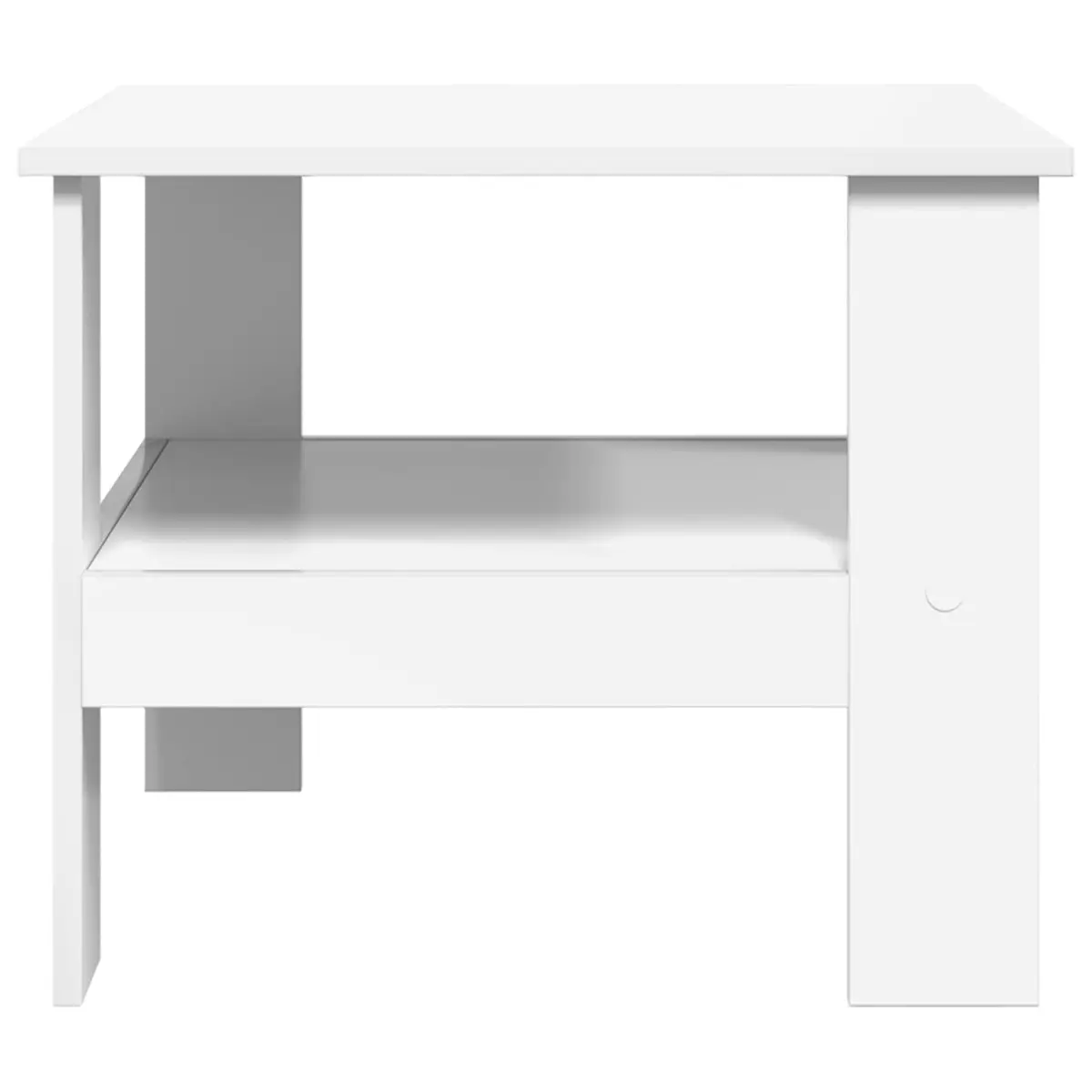 Coffee Table White Modern Living Room Furniture with Storage Shelves 57x55x45cm