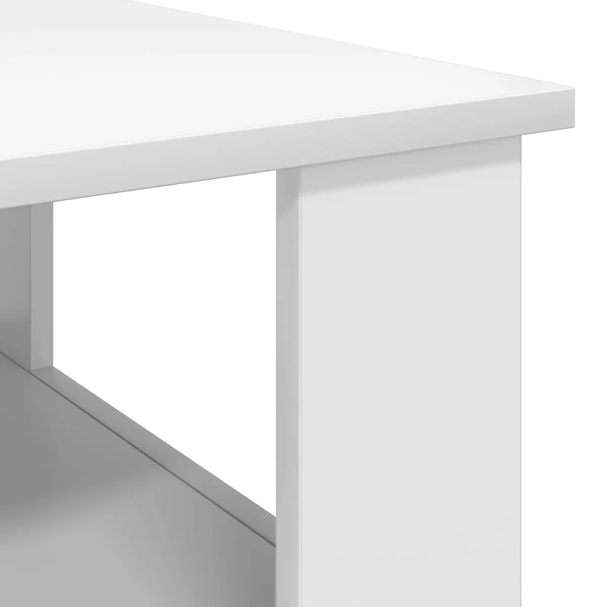 Coffee Table White Modern Living Room Furniture with Storage Shelves 57x55x45cm