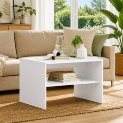 Modern White Coffee Table with Practical Features
