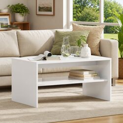 Concise Modern White Rectangular Coffee Table