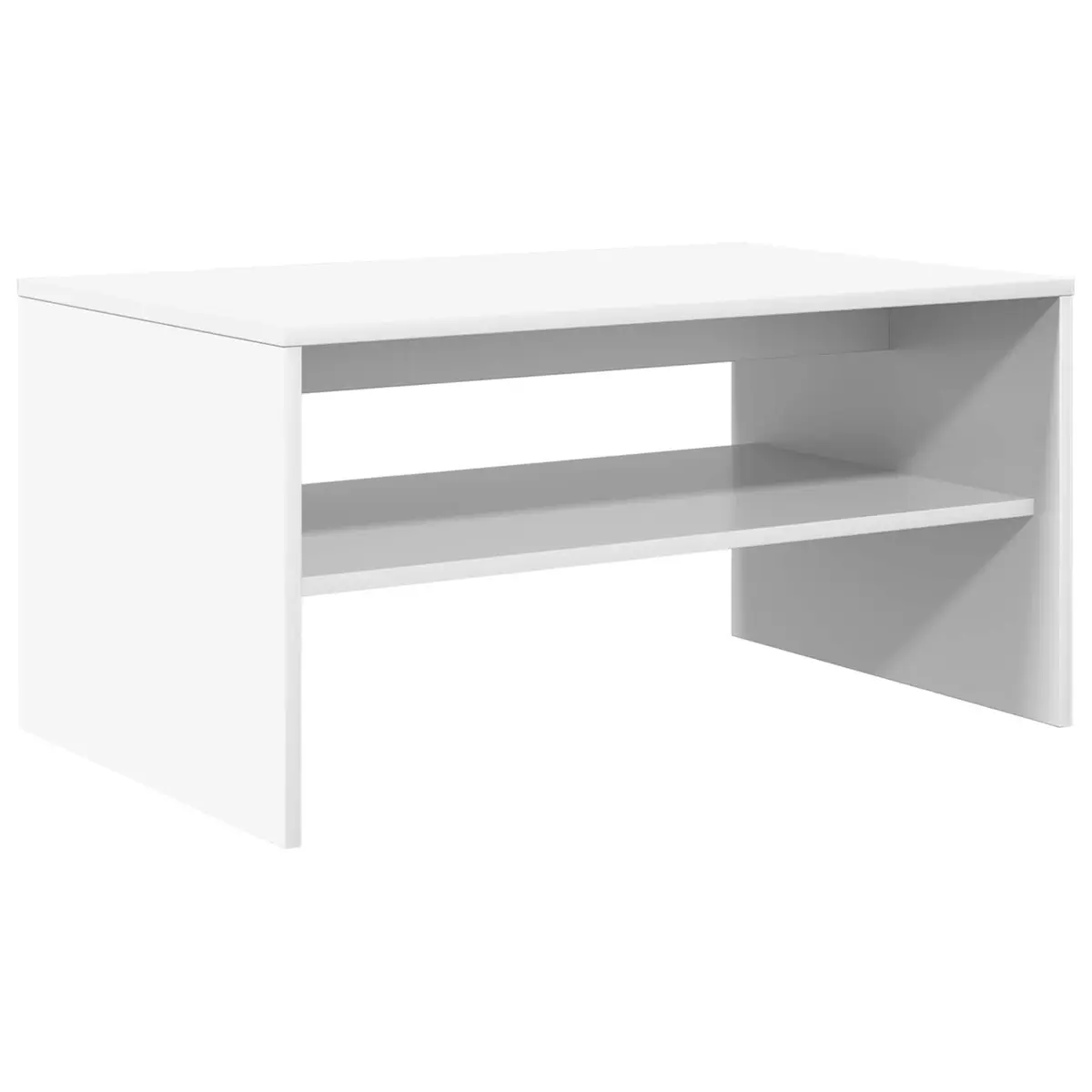 Coffee Table White Rectangular Modern Integrated Shelf Storage