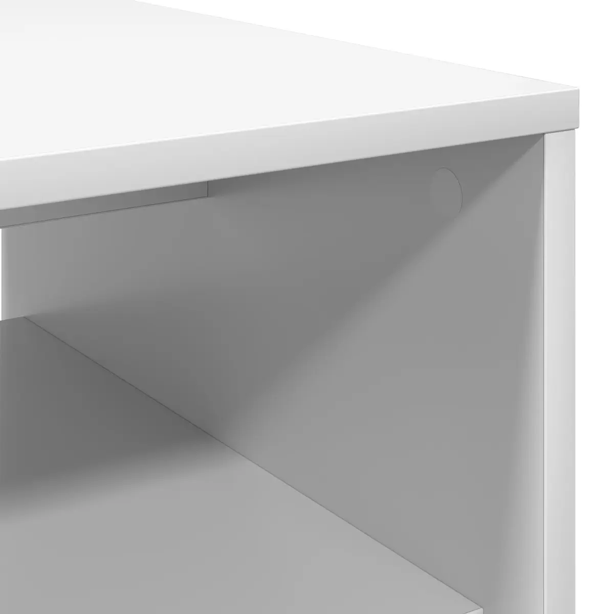 Coffee Table White Rectangular Modern Integrated Shelf Storage