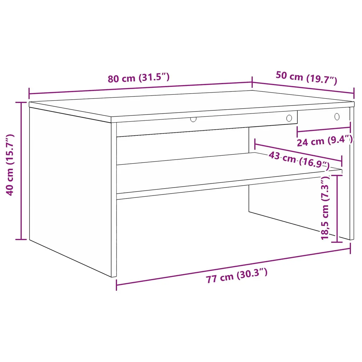 Coffee Table White Rectangular Modern Integrated Shelf Storage