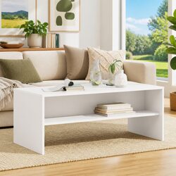 Concise White Rectangular Coffee Table with Engineered Wood