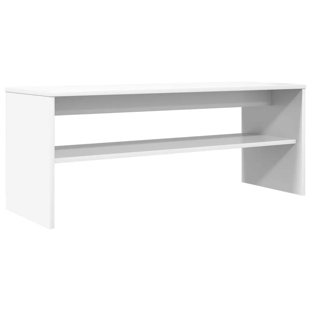 TV Cabinet White Engineered Wood Modern Low-Profile Storage Unit
