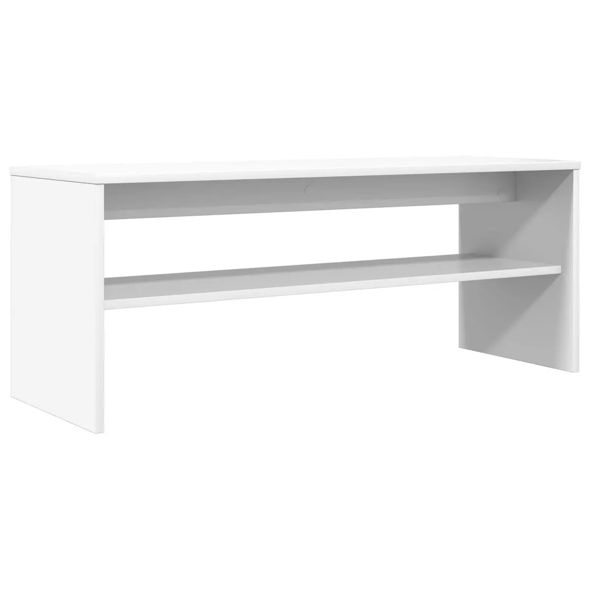TV Cabinet White Engineered Wood Modern Low-Profile Storage Unit