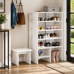 Shoe Cabinet with Shelf 2 pcs White Storage Organiser Modern Hallway Entryway