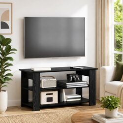 Compact Black Oak TV Stand: Stylish and Functional