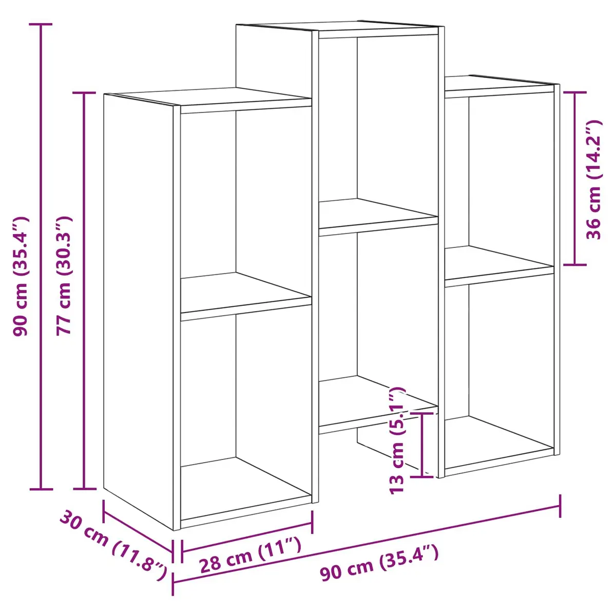 Sideboard Black 90 x 30 x 90 cm Modern Storage Cabinet